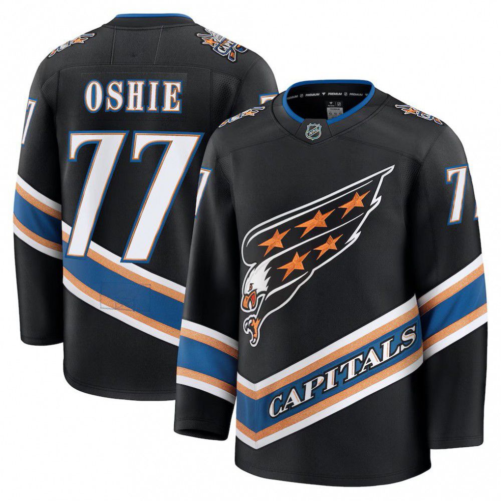 TJ Oshie Washington Capitals Alternate 50th Anniversary Premium Jersey - Black-Pro Kit Vault | Brand New 26/27 Sports Jerseys